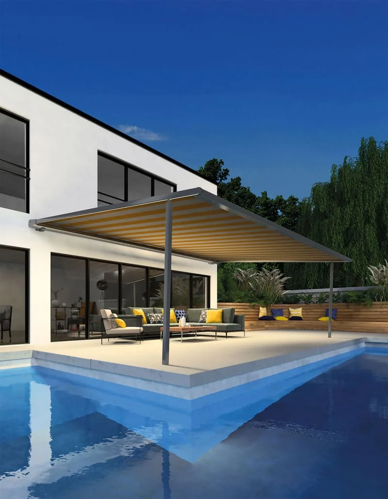 pergola nuit piscine at fermetures
